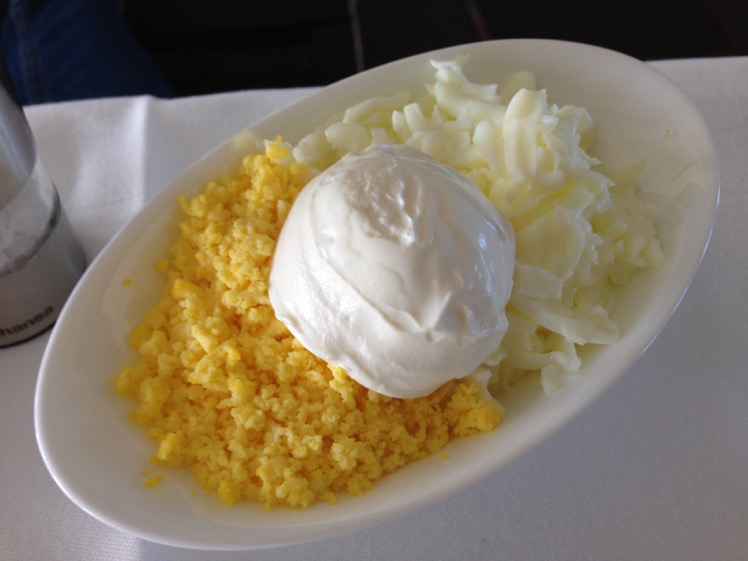 Egg white, yolk, sour cream