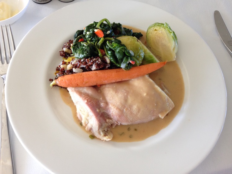 Herb roasted Chicken Breast with Baby Carrot and Brussel Sprouts, Quinoa and Barley