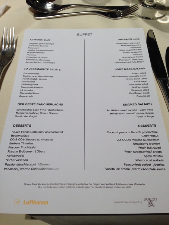 LH First Class Terminal restaurant menu