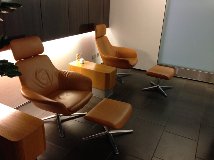 LH First Class Lounge relaxing chairs