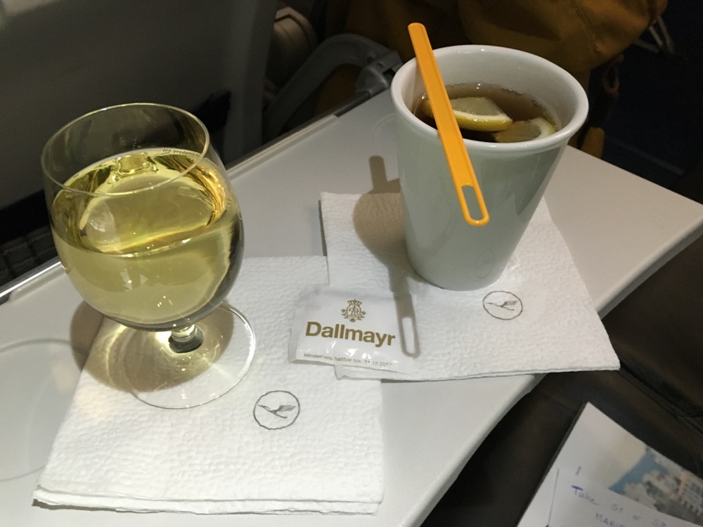 LH Business Class Champagne and Tea