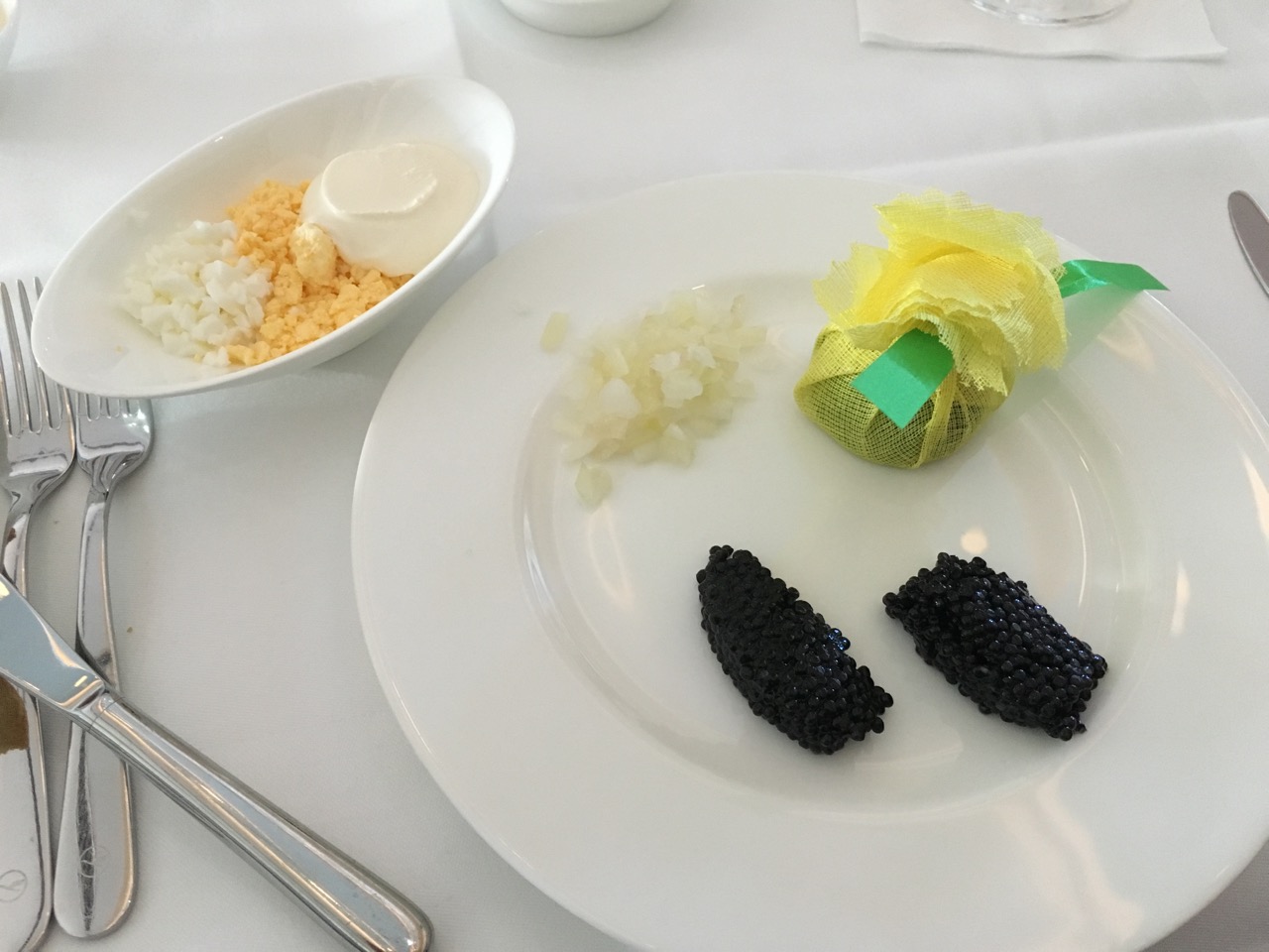 LH First Class Caviar with the traditional Garnishes