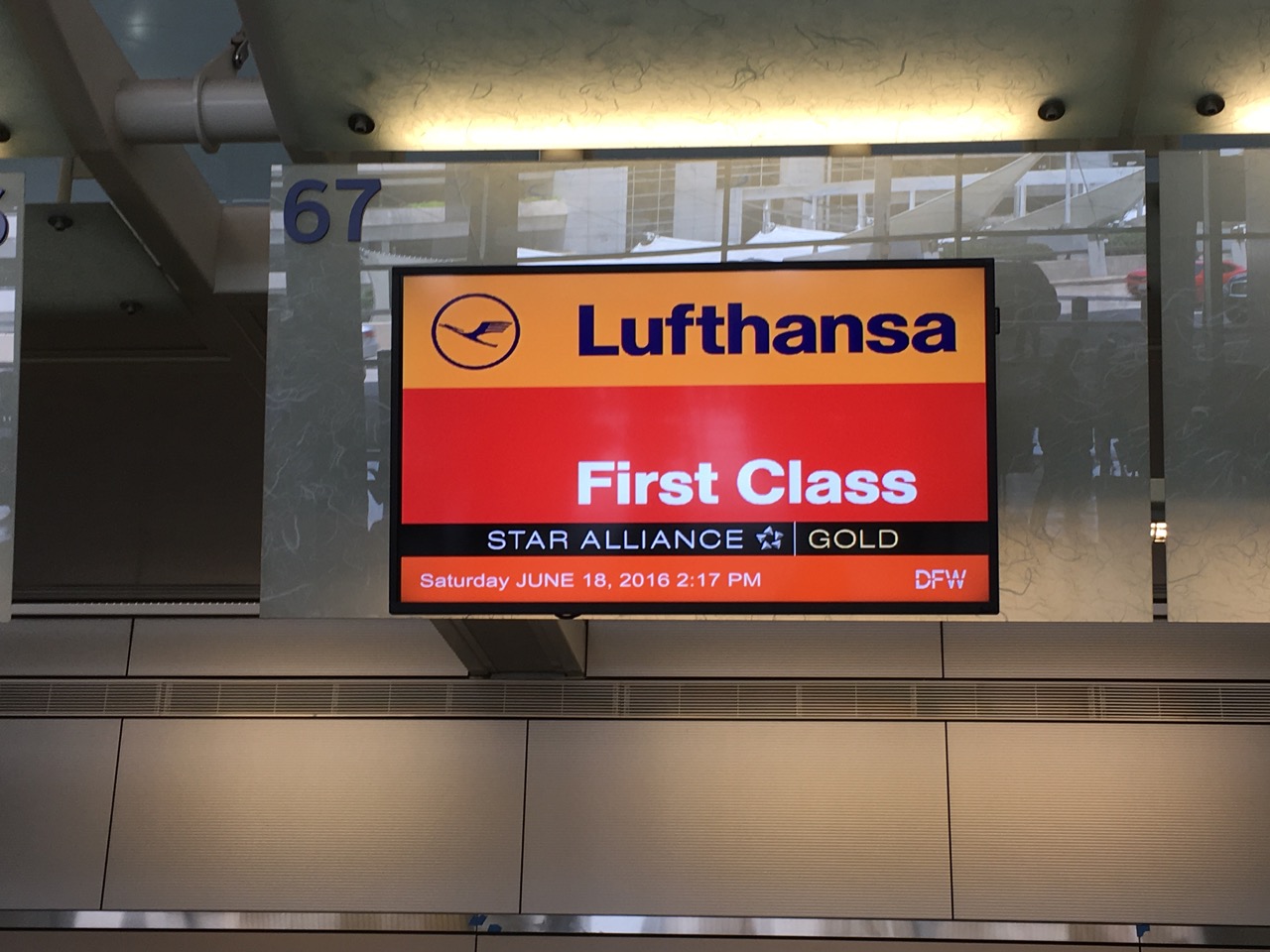 Lufthansa First Class Check-in DFW